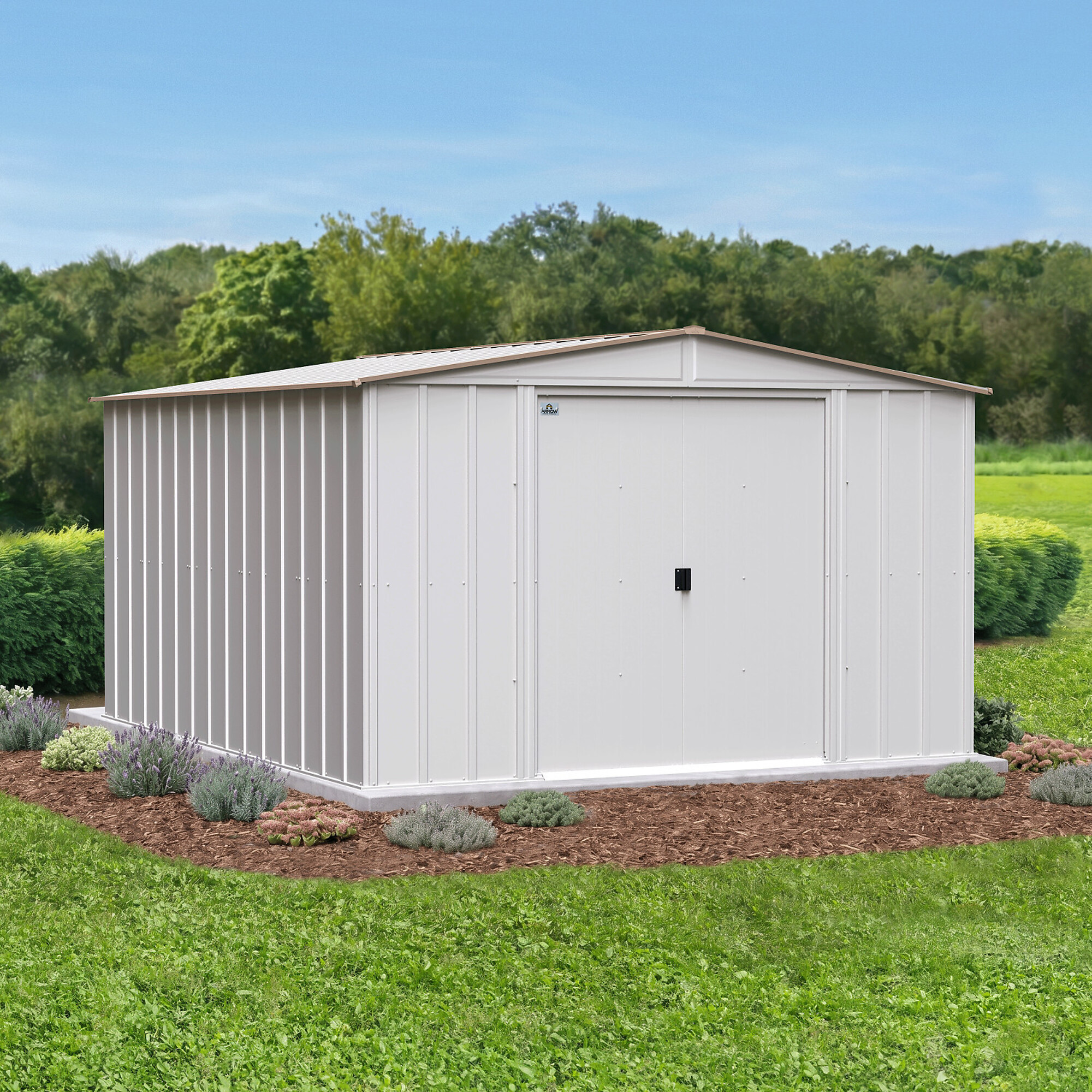 CLG1012EG Arrow Classic 12 x 10 x 6 ft Eggshell Steel Storage Shed
